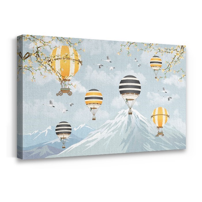 Βουνά και αερόστατα σε Πίνακα σε καμβά με τελάρο