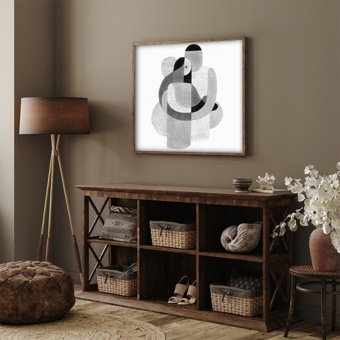 Πίνακας σε καμβά με κορνίζα με Grey Abstract couple