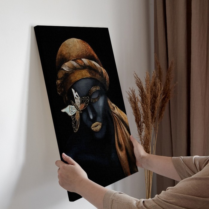Πίνακας σε καμβά για την διακόσμηση τοίχου με την Αφρικανή με χρυσό τουρμπάνι