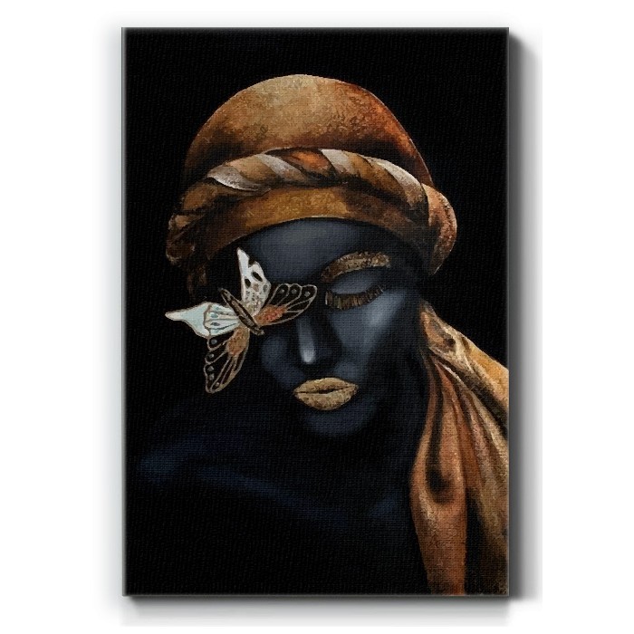 Πίνακας σε καμβά με την Αφρικανή με χρυσό τουρμπάνι