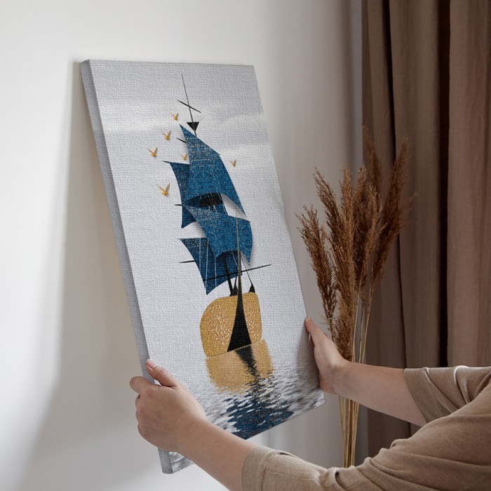 Πίνακας σε καμβά για την διακόσμηση τοίχου με Καράβι στην θάλασσα