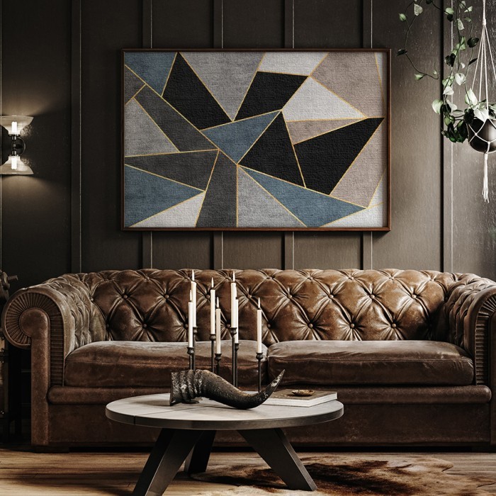 Πίνακας σε καμβά για το σαλόνι με  Πολύχρωμα πολυγωνικά σχέδια