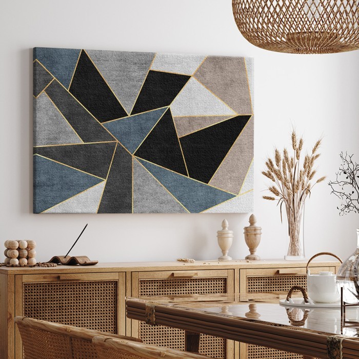 Πίνακας σε καμβά με κορνίζα με Πολύχρωμα πολυγωνικά σχέδια