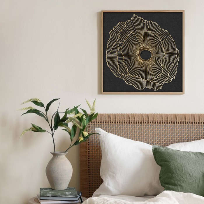 Πίνακας σε καμβά για το σαλόνι με  3D Χρυσό λουλούδι