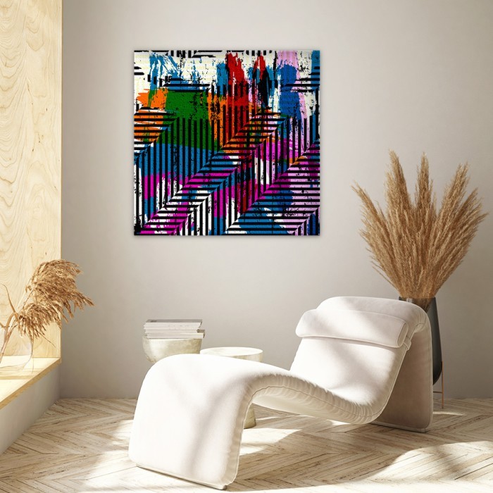 Πίνακας σε καμβά για το σαλόνι με  Πινελιές χρωμάτων