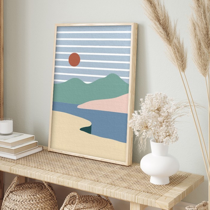 Πίνακας σε καμβά για το σαλόνι με Πολύχρωμα βουνά 
