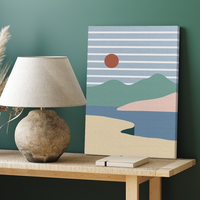 Πίνακας σε καμβά με κορνίζα με Πολύχρωμα βουνά