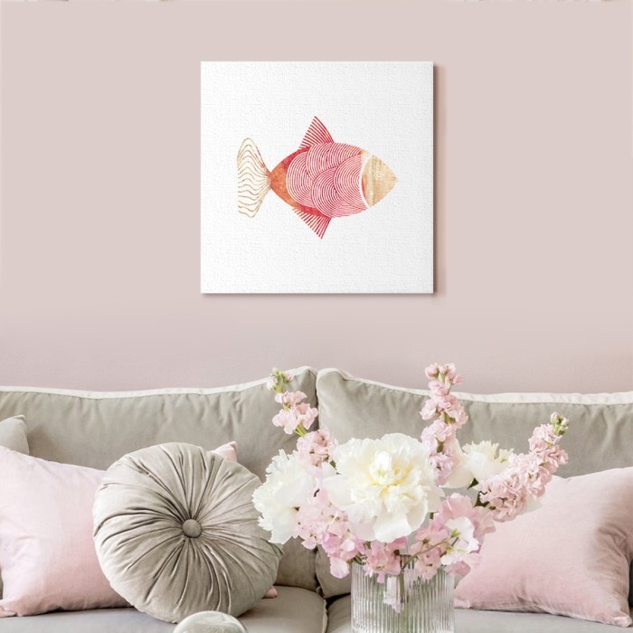Πίνακας σε καμβά για το σαλόνι με Χρωματιστό ψάρι 