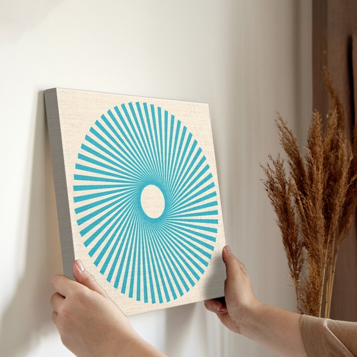 Κύκλος με μπλέ ακτίνες σε Πίνακα σε καμβά για την διακόσμηση τοίχου
