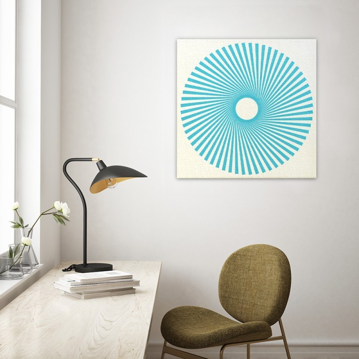Κύκλος με μπλέ ακτίνες σε Πίνακα σε καμβά για το σαλόνι