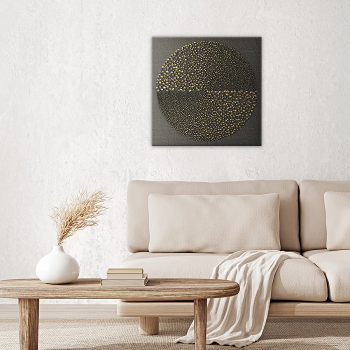 Κύκλος με χρυσές πινελιές σε Πίνακα σε καμβά για το σαλόνι