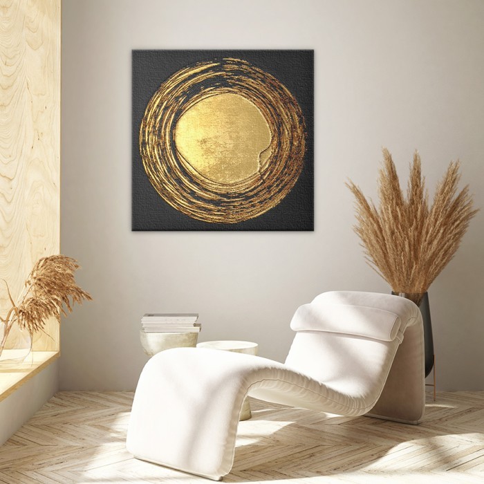 Χρυσός κύκλος σε Πίνακα σε καμβά με κορνίζα