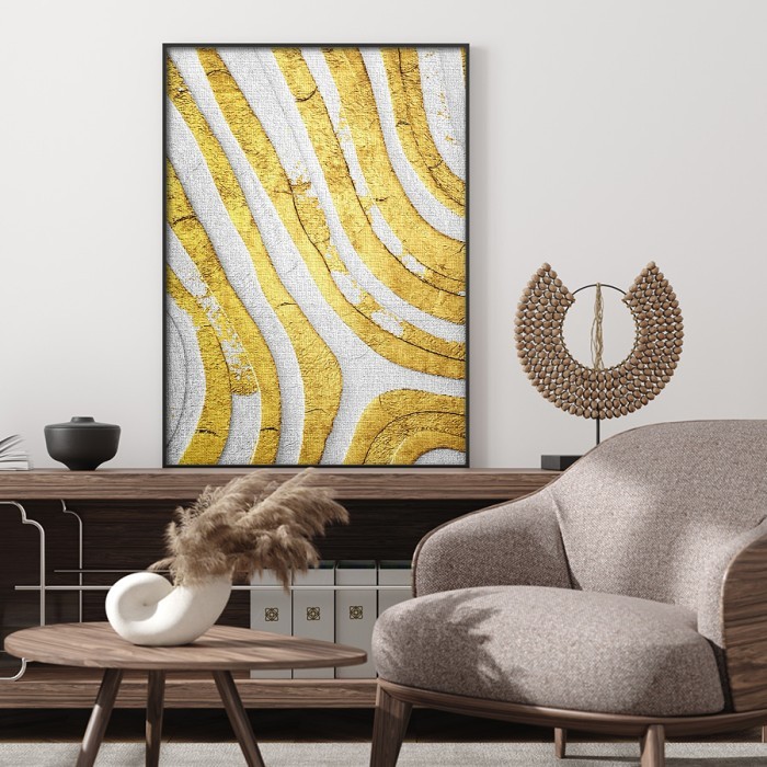 Πίνακας σε καμβά για το σαλόνι με Χρυσές καμπύλες