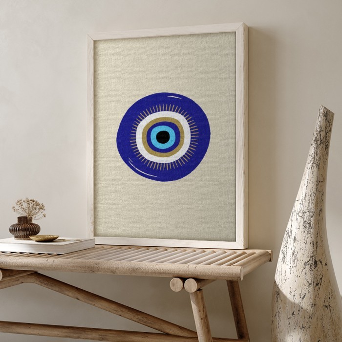 Πίνακας σε καμβά για το σαλόνι με μπλε μάτι 