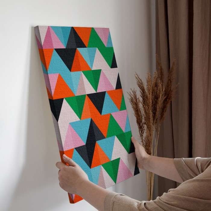 Πίνακας σε καμβά για την διακόσμηση τοίχου με Πολύχρωμα τρίγωνα