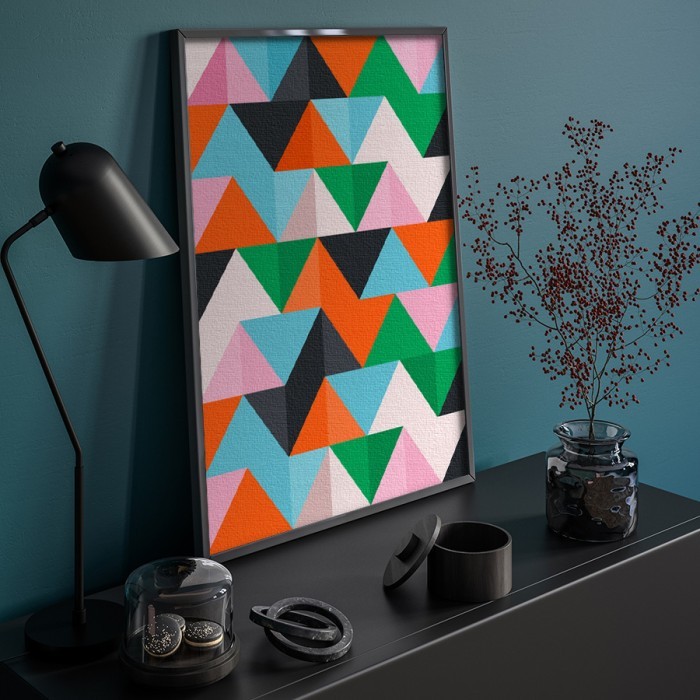 Πίνακας σε καμβά για το σαλόνι με Πολύχρωμα τρίγωνα