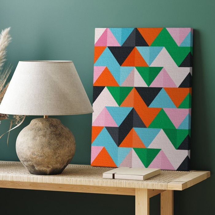 Πίνακας σε καμβά με κορνίζα με Πολύχρωμα τρίγωνα
