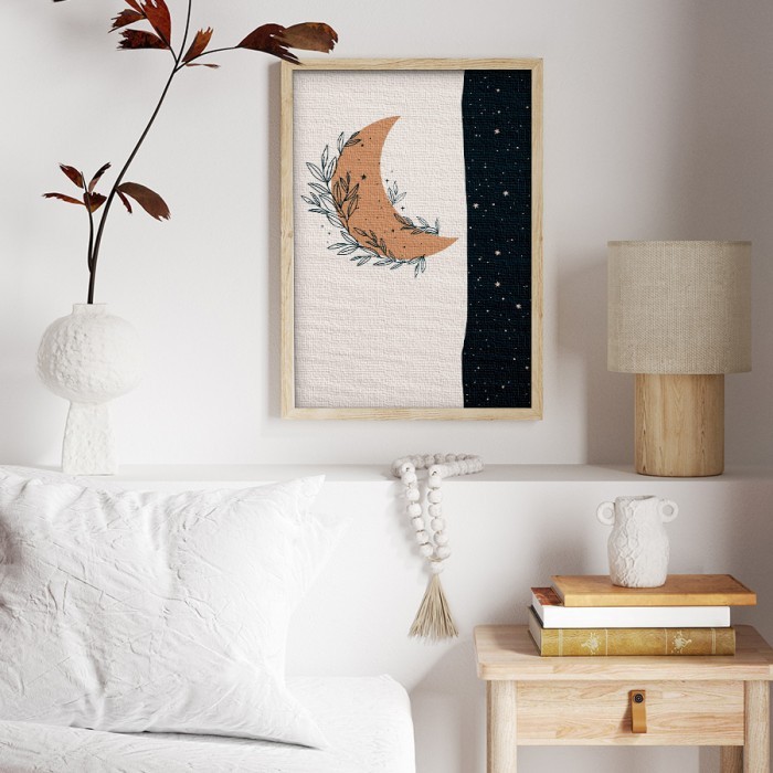 Πίνακας σε καμβά για το σαλόνι με Boho φεγγάρι
