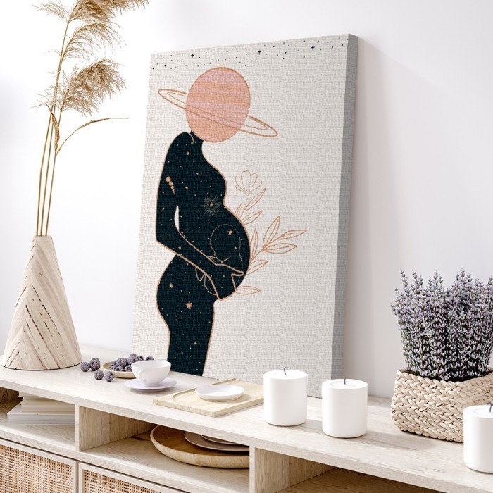 Πίνακας σε καμβά με κορνίζα με  έγκυο γυναίκα