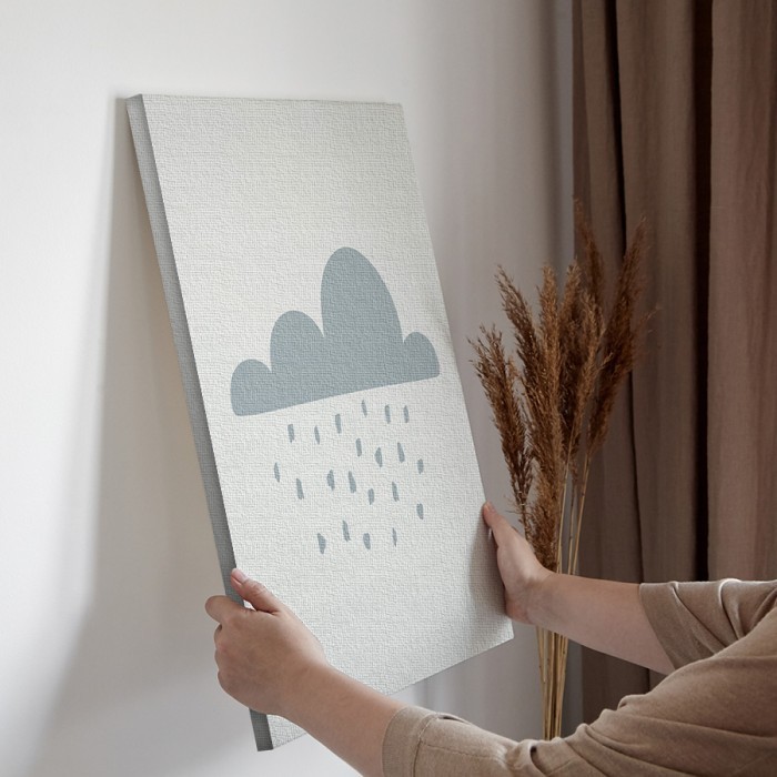Σύννεφο και σταγόνες σε Πίνακα σε καμβά για την διακόσμηση τοίχου
