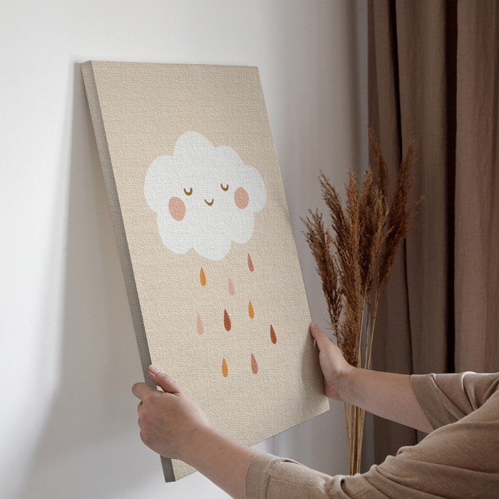 Πίνακας σε καμβά για την διακόσμηση τοίχου με Συννεφάκι με χρωματιστή βροχή