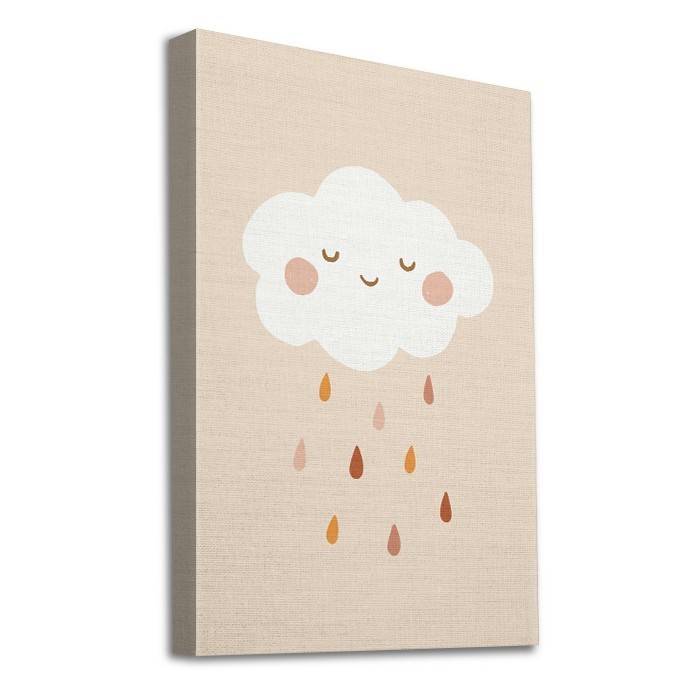 Πίνακας σε καμβά με τελάρο με Συννεφάκι με χρωματιστή βροχή