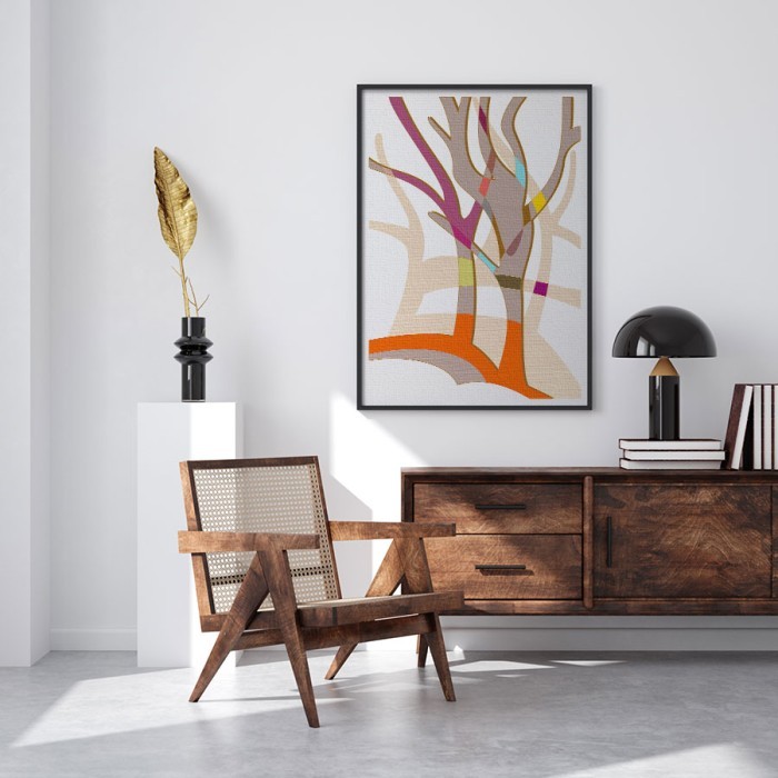 Πίνακας σε καμβά για το σαλόνι με  Abstract δέντρα