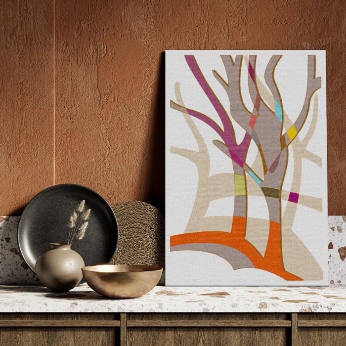 Πίνακας σε καμβά με κορνίζα με Abstract δέντρα