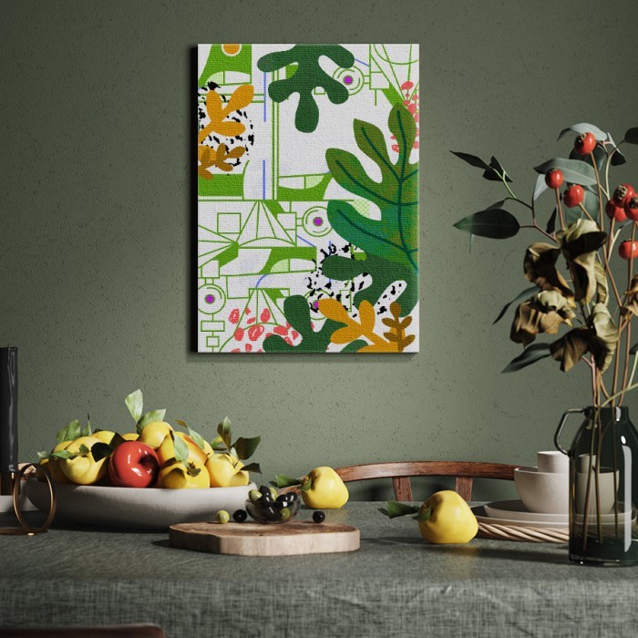 Πίνακας σε καμβά για την κουζίνα με Πράσινη αφηρημένη σύνθεση