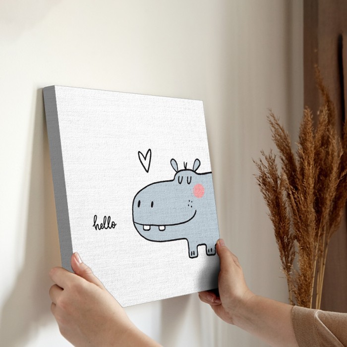 Πίνακας σε καμβά για την διακόσμηση τοίχου Cute hippo