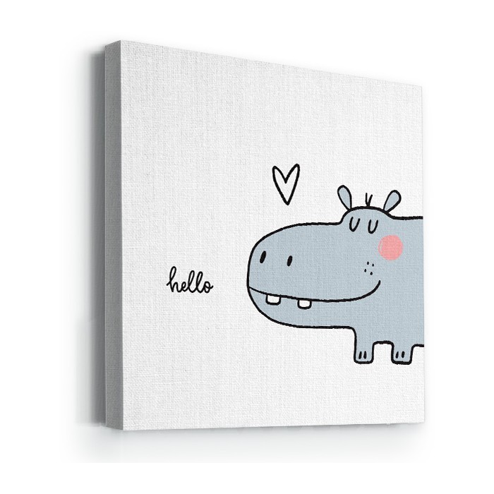 Πίνακας σε καμβά με τελάρο Cute hippo