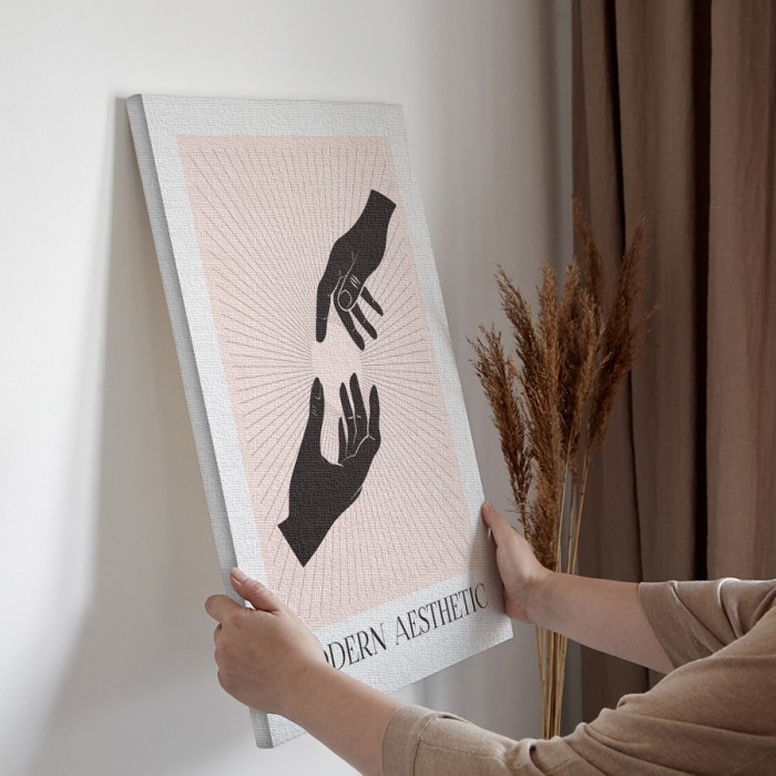 Modern grey hands σε Πίνακα σε καμβά για την διακόσμηση τοίχου