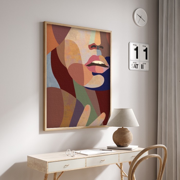 Πίνακας σε καμβά για το σαλόνι με  Πολύχρωμο γυναικείο πρόσωπο