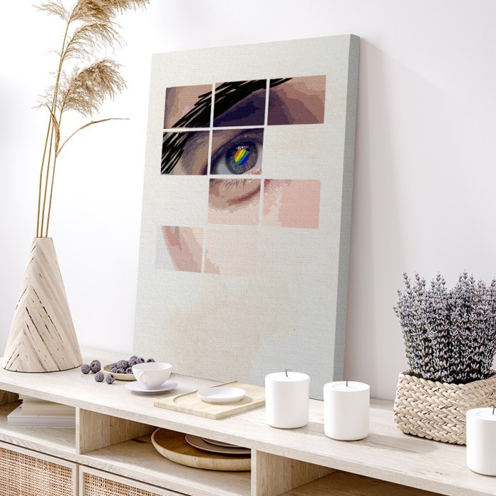 Πίνακας σε καμβά για το σαλόνι με  Abstract βλέμμα