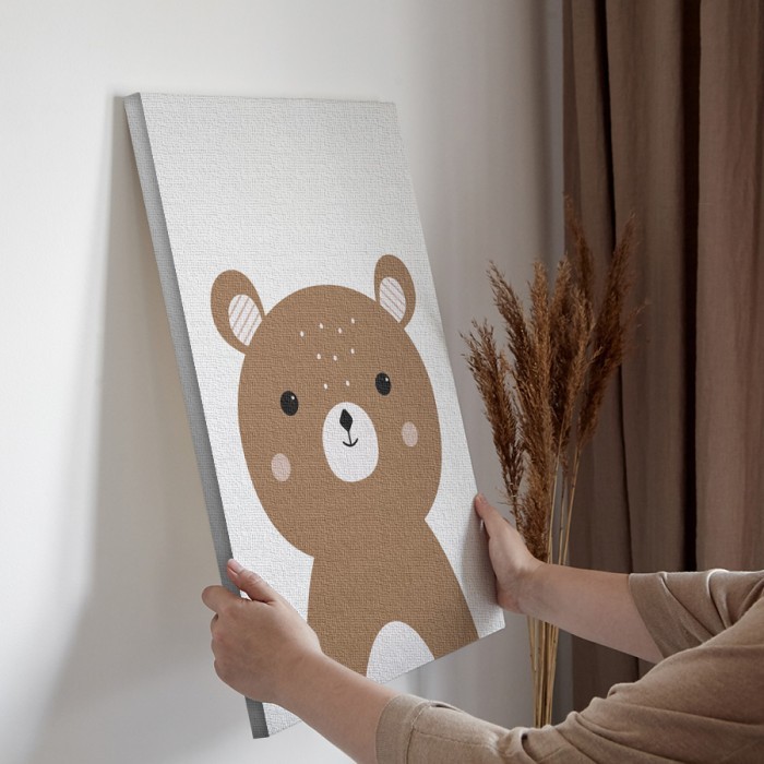 Καφέ αρκουδάκι σε Πίνακα σε καμβά για την διακόσμηση τοίχου
