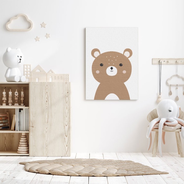 Καφέ αρκουδάκι σε Πίνακα σε καμβά για το σαλόνι