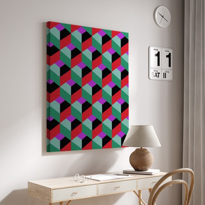 Πίνακας σε καμβά για το σαλόνι με  Πολύχρωμα τετράγωνα