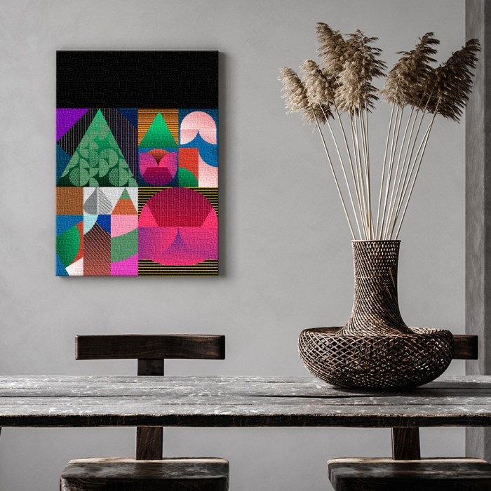 Πίνακας σε καμβά για το σαλόνι με Αφηρημένη πολύχρωμη σύνθεση 
