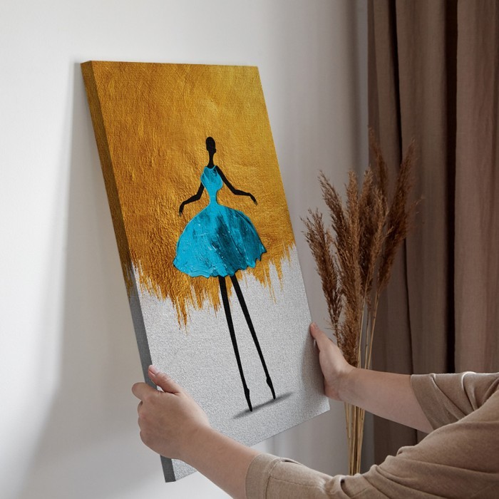 Χορεύτρια με μπλέ φόρεμα σε Πίνακα σε καμβά για την διακόσμηση τοίχου