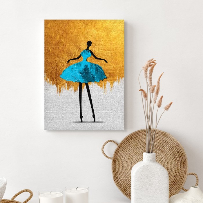 Χορεύτρια με μπλέ φόρεμα σε Πίνακα σε καμβά για το σαλόνι