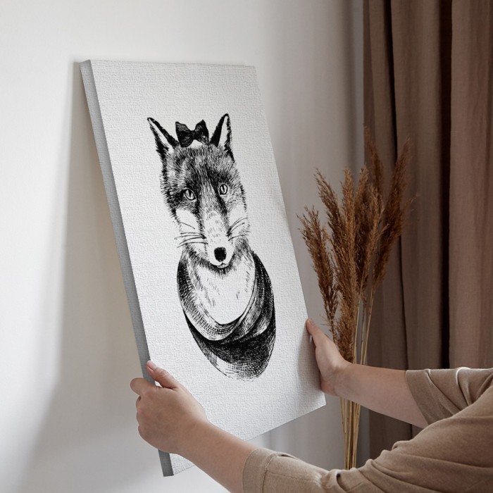 Αλεπού με φιόγκο σε Πίνακα σε καμβά για την διακόσμηση τοίχου