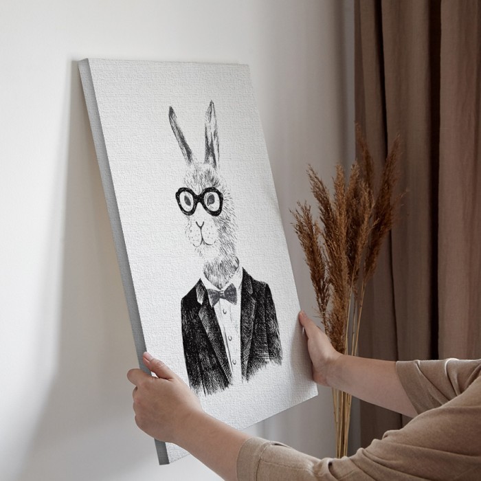 Λαγός με γυαλιά σε Πίνακα σε καμβά για την διακόσμηση τοίχου