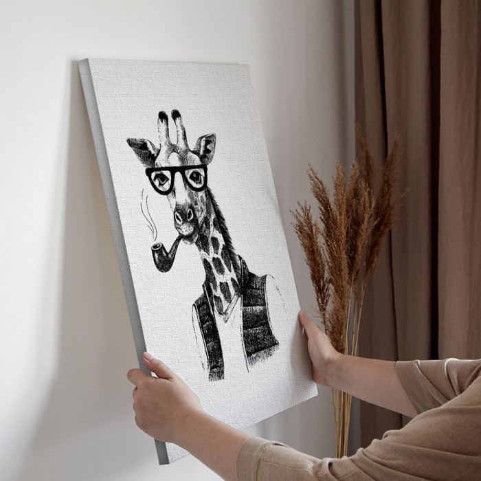 Καμηλοπάρδαλη με γυαλιά σε Πίνακα σε καμβά για την διακόσμηση τοίχου