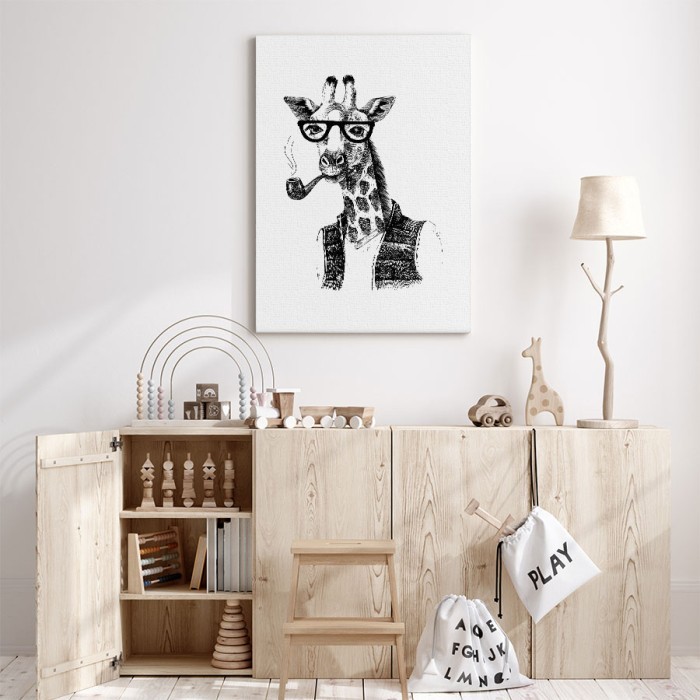Καμηλοπάρδαλη με γυαλιά σε Πίνακα σε καμβά για το σαλόνι
