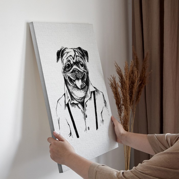 Πίνακας σε καμβά για την διακόσμηση τοίχου με Κομψό σκυλάκι