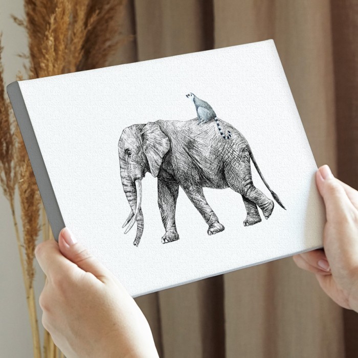 Πίνακας σε καμβά για την διακόσμηση τοίχου Βόλτα με τον ελέφαντα