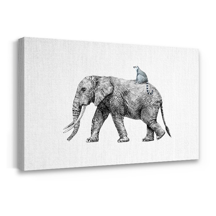 Πίνακας σε καμβά με τελάρο Βόλτα με τον ελέφαντα