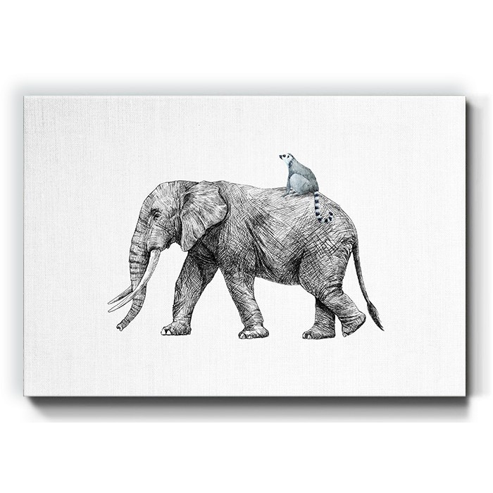 Πίνακας σε καμβά  Βόλτα με τον ελέφαντα