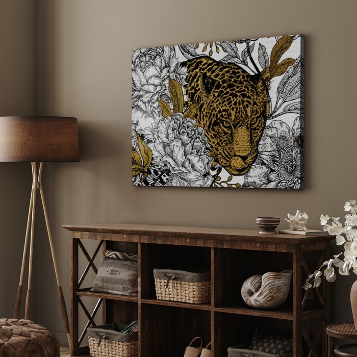 Πίνακας σε καμβά με κορνίζα – Golden Tiger