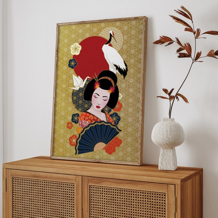 Πίνακας σε καμβά με κορνίζα – Beautiful Geisha